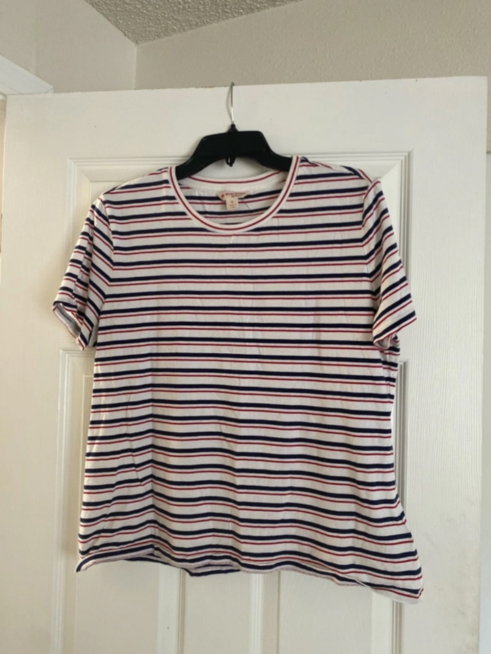 Brooks Brothers White Tee with Navy and Red Stripes